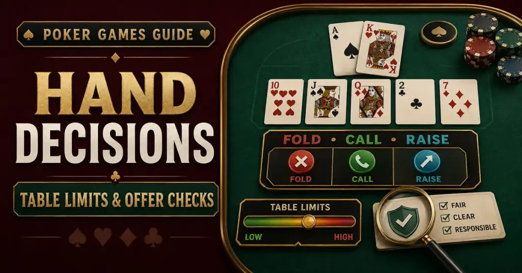 Poker Games Guide: Hand Decisions, Table Limits & Offers